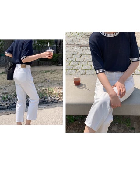 tencel linen knit pullover(half sleeve)/2color