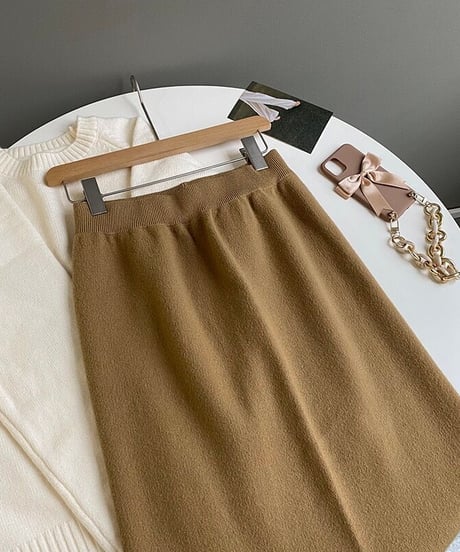 knit long skirt/4color