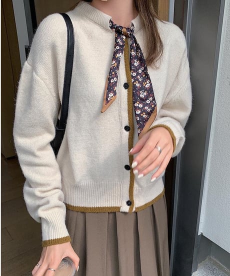 [OUTLET]scarf knit cardigan/3color