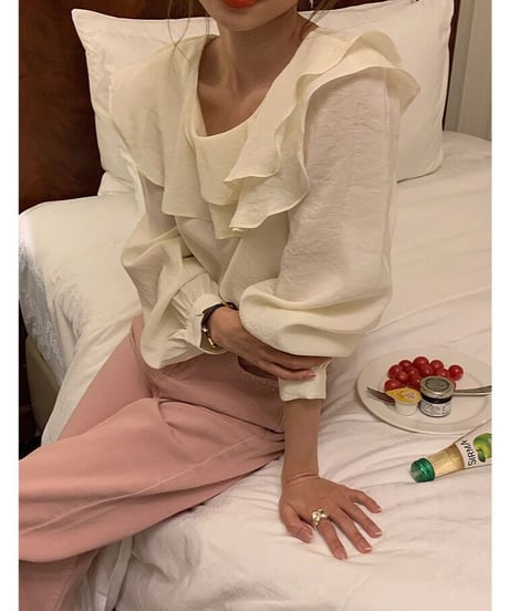 frill collar blouse/2color