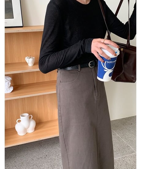 [OUTLET]A line color denim skirt/2color