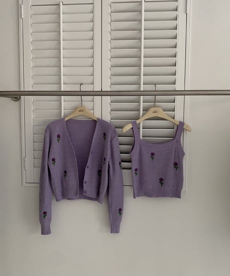 flower knit ensemble/3color