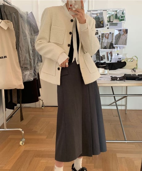 asymmetry design skirt/2color