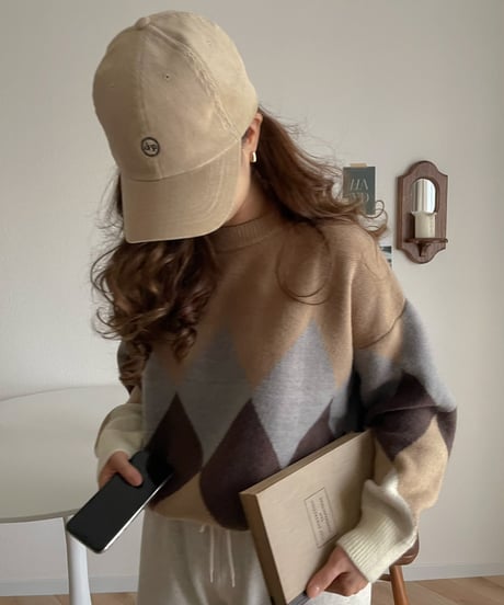 big diamond pattern knit/3color