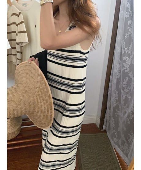 random border sleeveless OP/2color