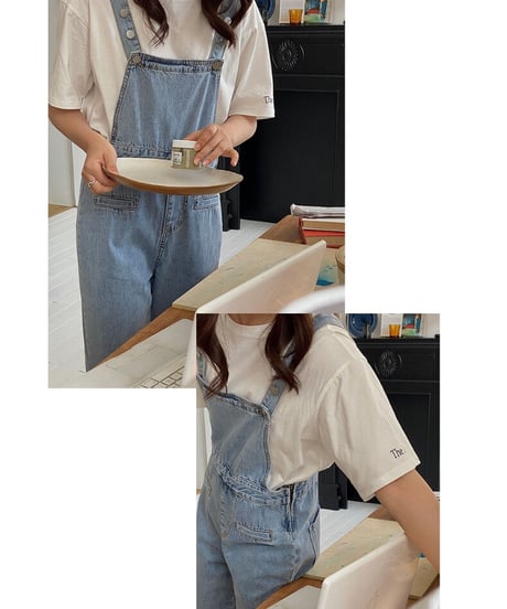 flare denim salopette/2color