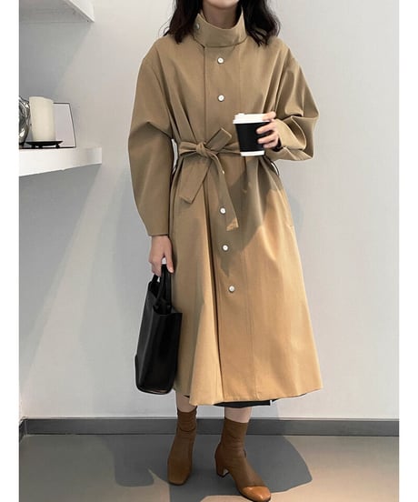 stand collar trench coat/2color