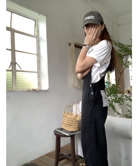 black denim salopette