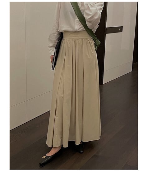 tuck flare maxi skirt/3color