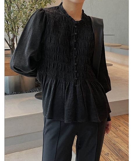 gather long cuffs blouse/3color