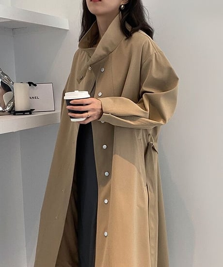 stand collar trench coat/2color