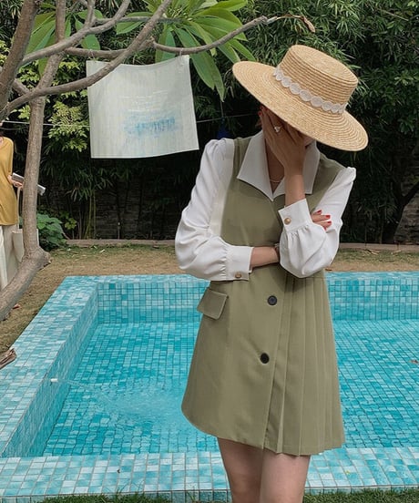 asymmetry vest one-piece/2color