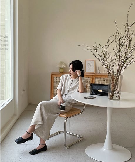 （linen 100%）linen check SET UP(上)/2color