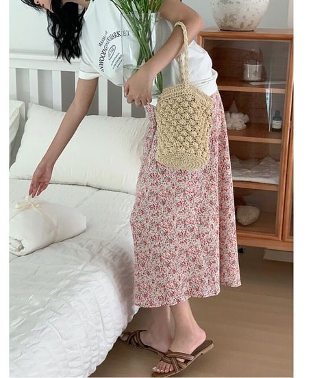flower A line skirt/2color