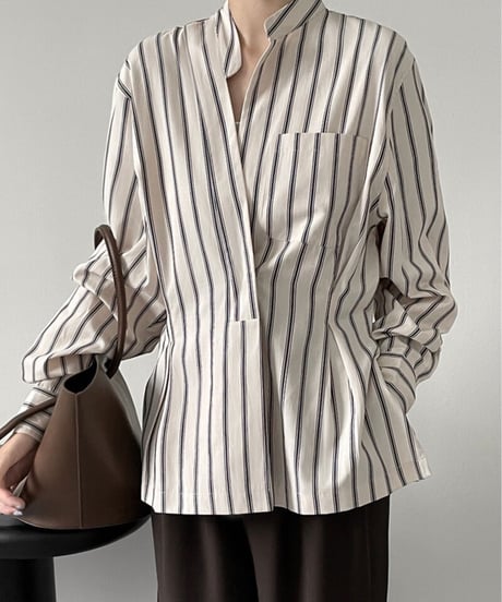 waist shape stripe shirt