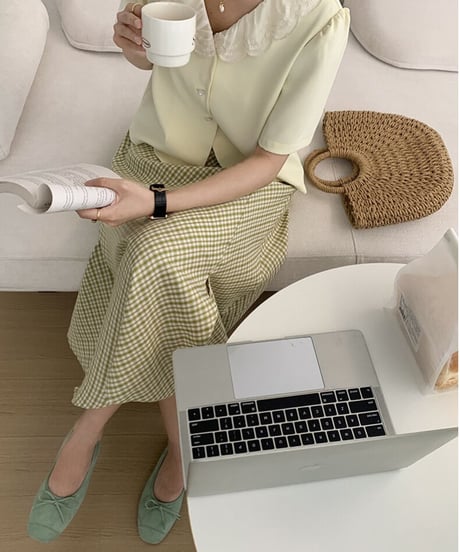 check side slit skirt/2color