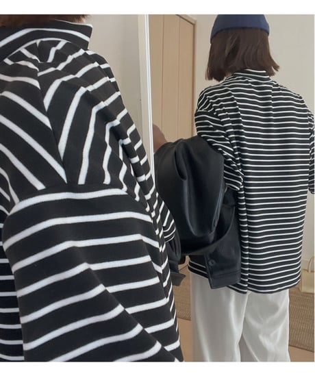mock neck border T-shirt/2color(ネコポス)