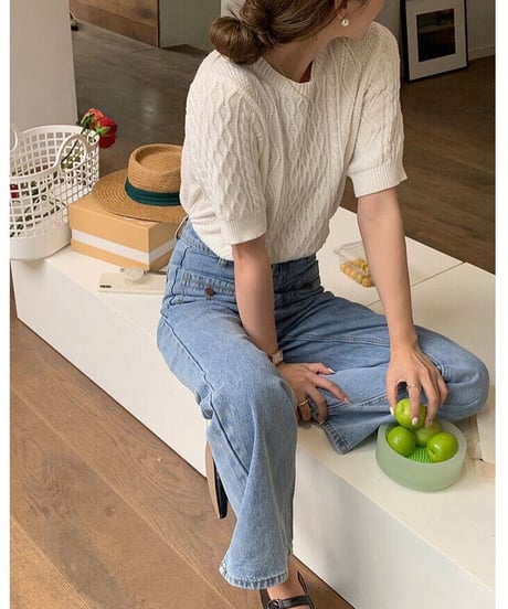 front pocket semi flare denim/2color