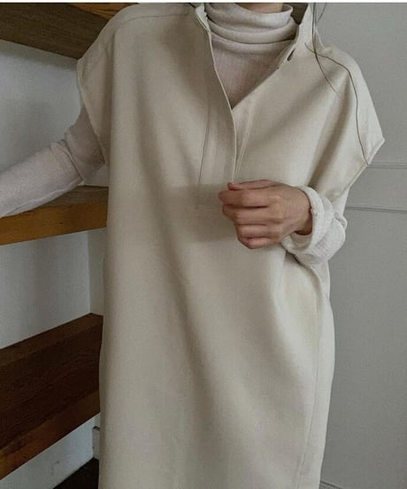 Key neck long dress/3color