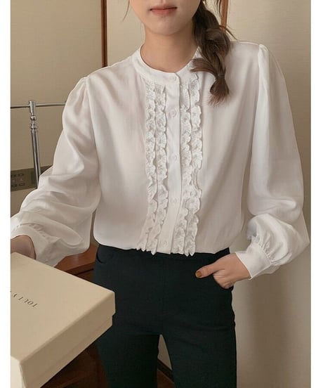 stand collar frill shirt