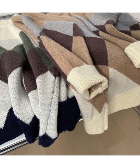 big diamond pattern knit/3color