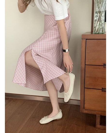 check side slit skirt/2color