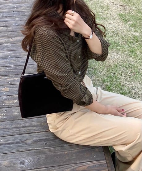 gingham check shirt/3color