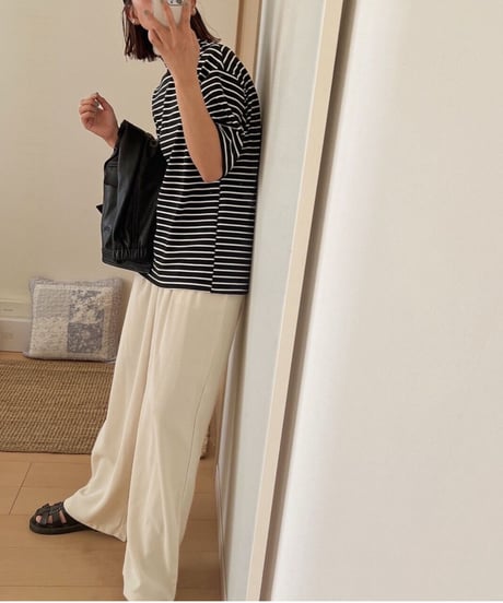 mock neck border T-shirt/2color(ネコポス)