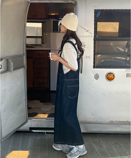 denim salopette skirt/4color