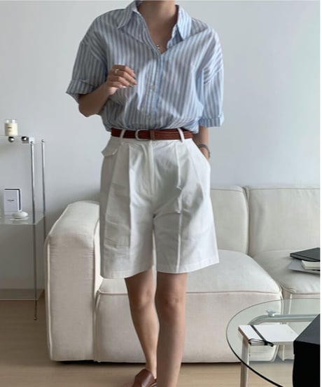 stripe half sleeve shirt/2color(ネコポス)