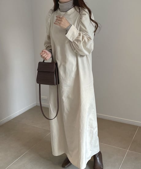 2way puff sleeve long dress/3color