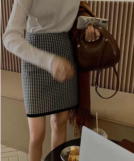 knit short skirt/2color