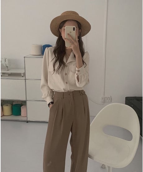 open collar classic shirt/2color