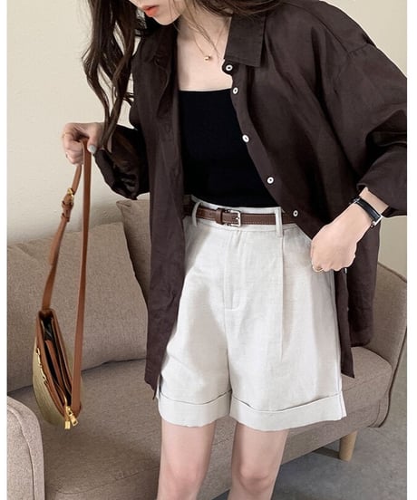 cotton linen half pants/3color