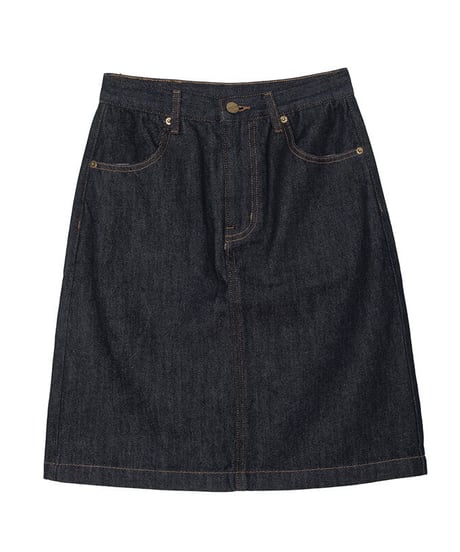 simple middle denim skirt/2color