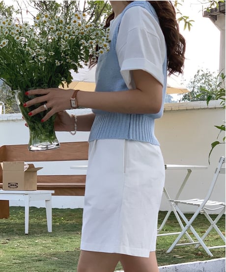 square neck knit bustier/4color