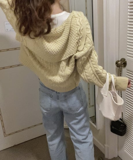 sailor collar knit cardigan/3color