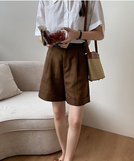 cotton linen half pants/3color