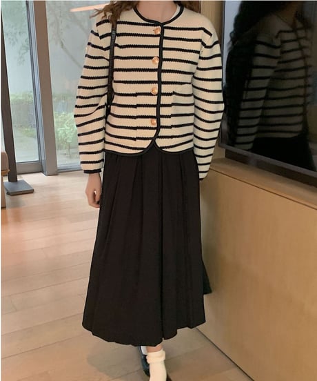 border piping knit jacket/2color