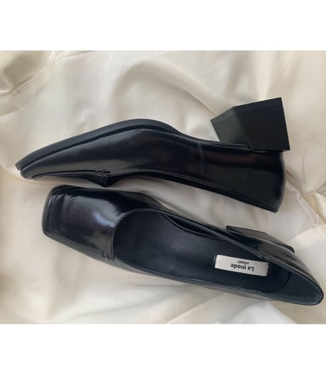 square toe chunky pumps/3color