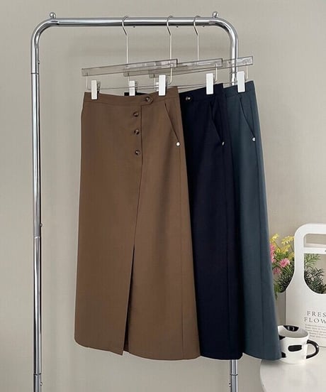button pencil skirt/3color