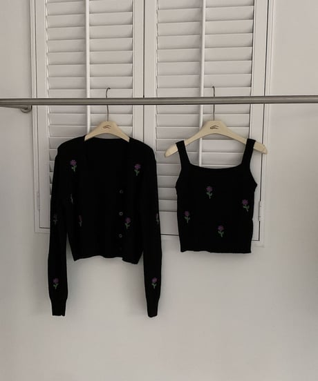 flower knit ensemble/3color