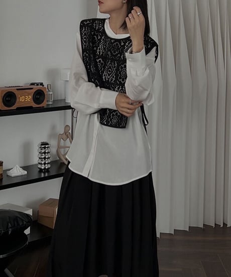 flower crochet vest/2color(ネコポス)