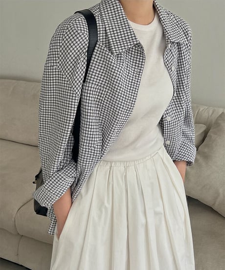 gingham check daily shirt/2color