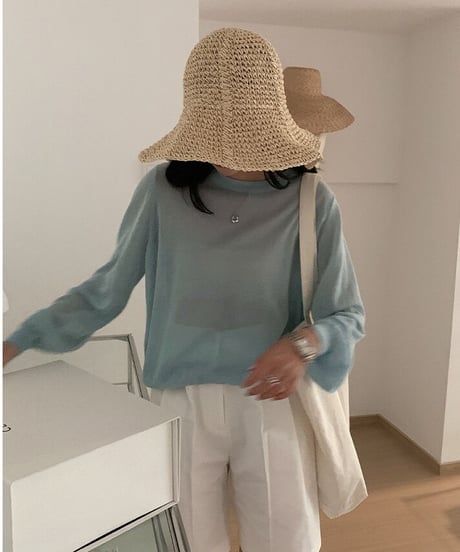 [OUTLET]linen blend sheer long-T/3color(ネコポス)