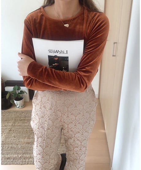 [ OUTLET]satin jacquard flare pants/2color
