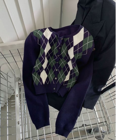 argyle short cardigan