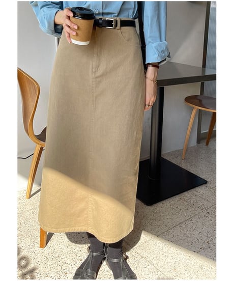 [OUTLET]A line color denim skirt/2color