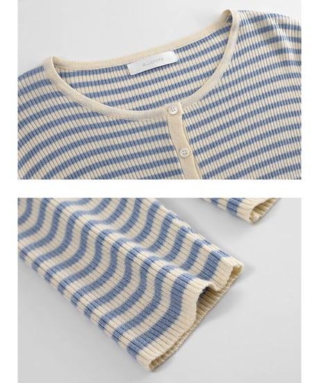 (抗ピーリング)henry neck border tops/2color(ネコポス)