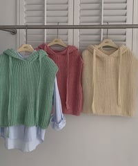 [OUTLET]hoodie knit vest/3color